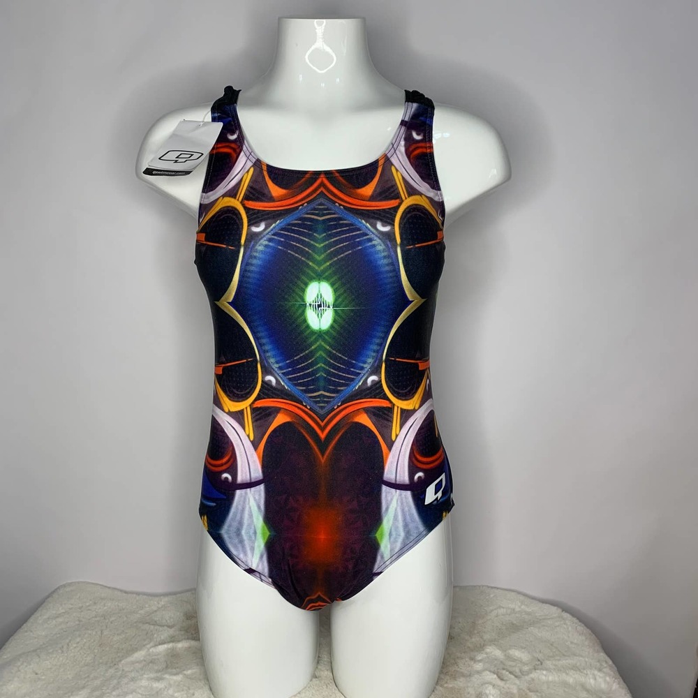 Qswimwear women one piece Graffiti Print Swimsuit